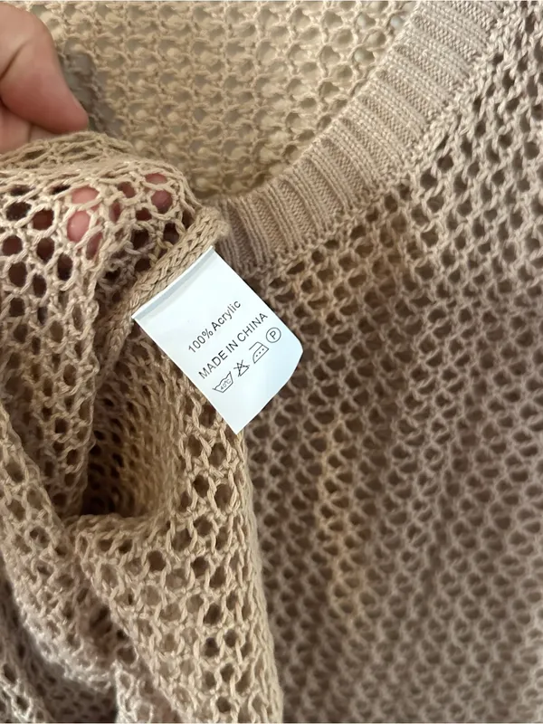 Sleeveless Knit Mesh Cover Up Dress in Taupe - Image 4