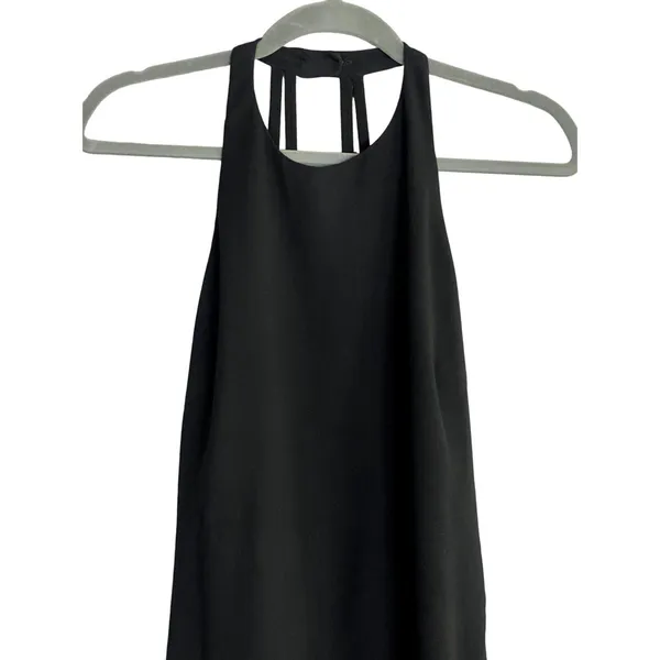 Zara Lightweight Sleeveless Shift Mini Dress Halter Snap Neck Strap Back M Black - Image 2