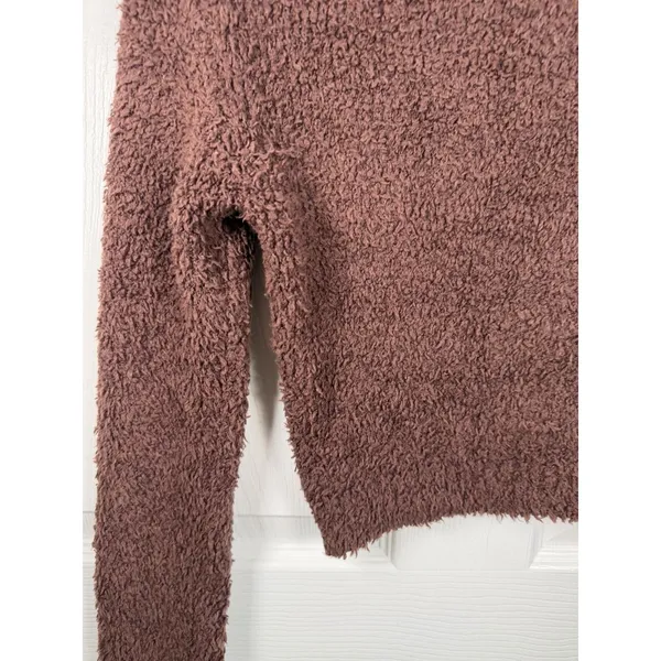 Skims Size S/M Reddish Brown Teddy Bear Sherpa Textured Pullover Crop Top - Image 6