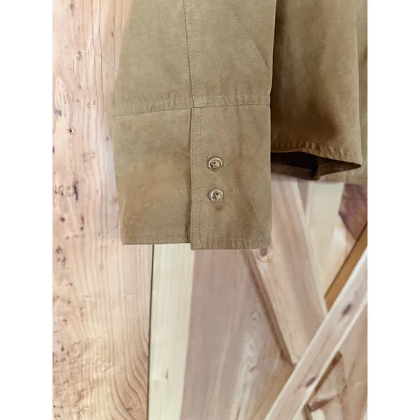 Vintage 90s Faux Suede Shacket Womens XL Tan Western Cabincore Boho Country Y2K - Image 3