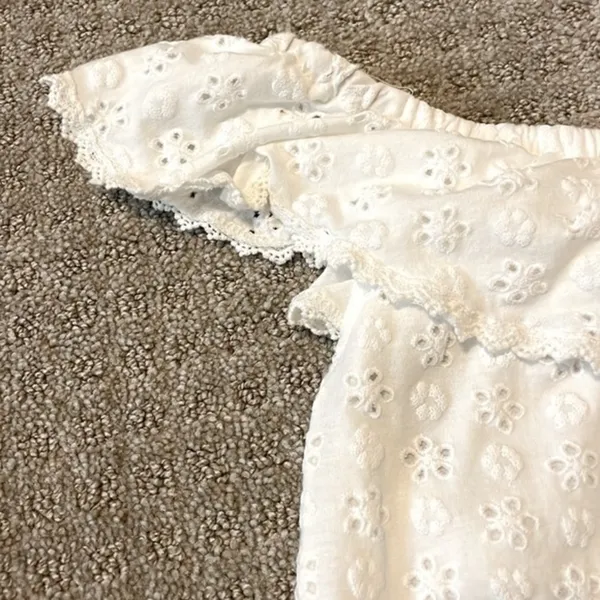 Kontrol White Eyelet Off The Shoulder Ruffle Top - Image 5