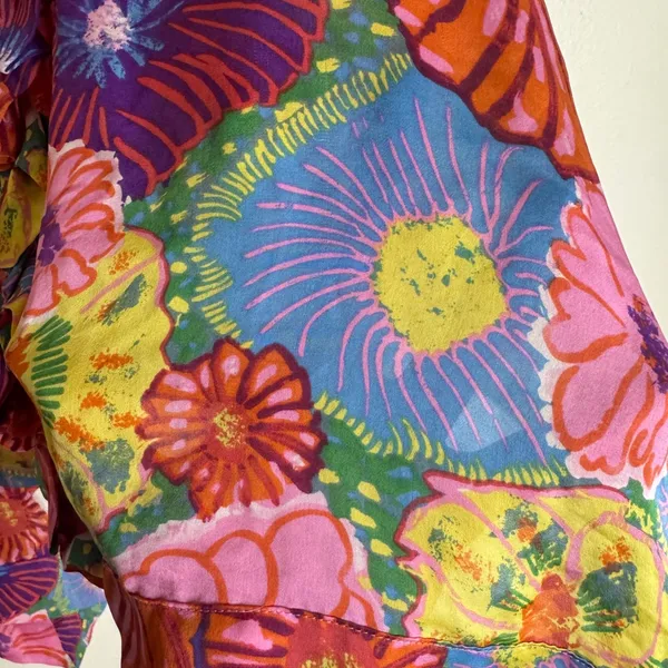 Leifsdottir anthropology Silk Floral Ruffle Sleeveless Blouse Multicolor Size‎ 4 - Image 8