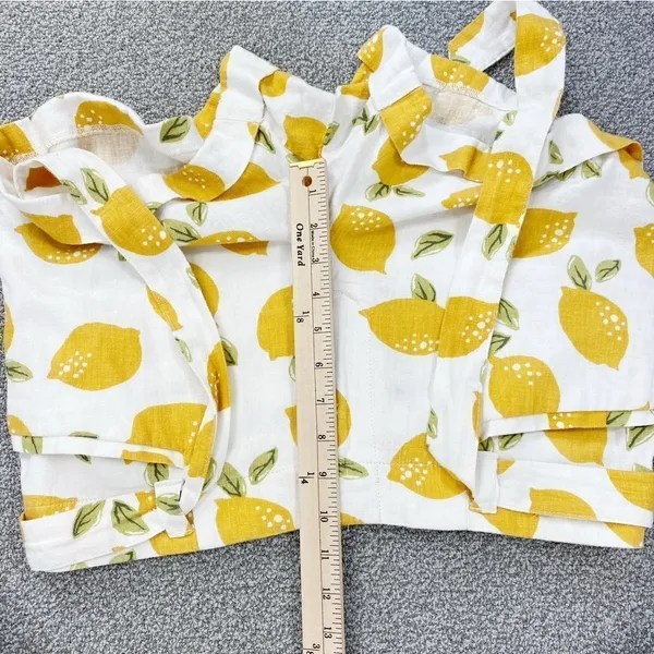 Loft Tie Waist Linen Blend Lemons Print Chino Shorts Ivory Yellow 6 Cuffed‎ - Image 9