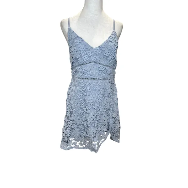 Abercrombie & Fitch‎ Cornflower Blue Spaghetti Strap Dress Large Crochet - Image 2
