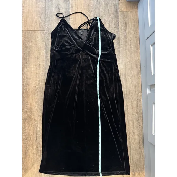 NWT ELOQUII Black Velvet Crossover‎ Faux Wrap Maxi Dress Plus Size 22 Formal - Image 6