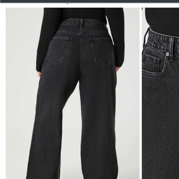 Forever 21 🏷️🏷️Women 33 Black wash, high rise, wide leg denim jeans - Image 2