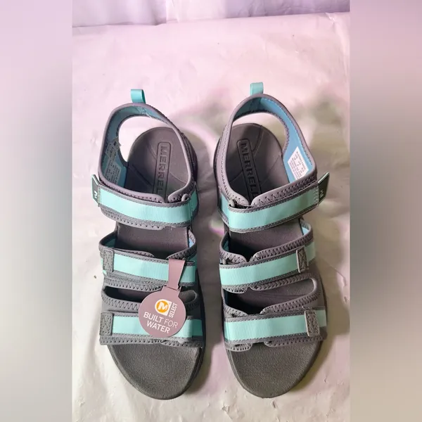 Merrell Women's Teal and Gray Strappy Outdoor Sandals - Image 3