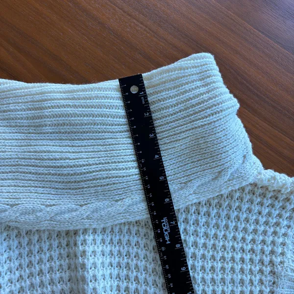 Nine West Vintage America Cream Waffle Knit Cowl Neck‎ Sweater Petite Large - Image 16