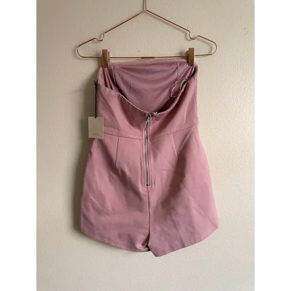 Super Down Romper Women Medium Pink Strapless Skort Wrap Front Mini Dress Style‎ - Image 5