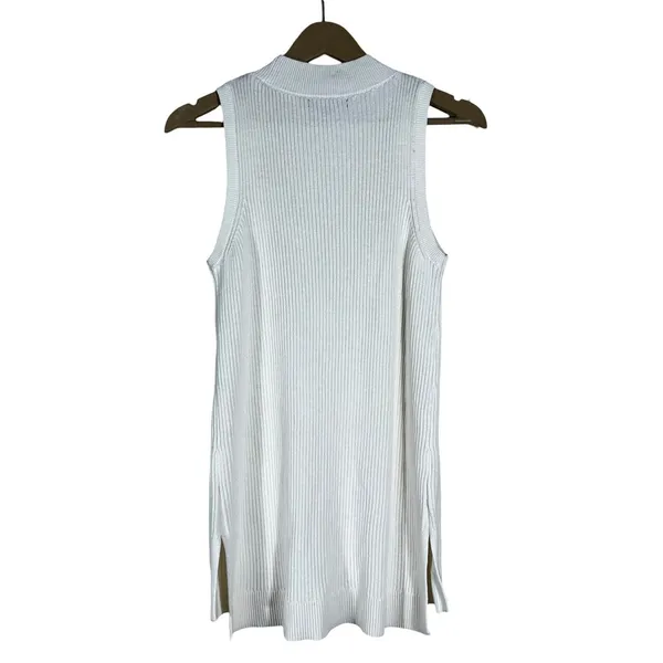 Banana Republic Mock Neck Chevron Ribbed Sweater Tank White Minimalist Size S - Image 5