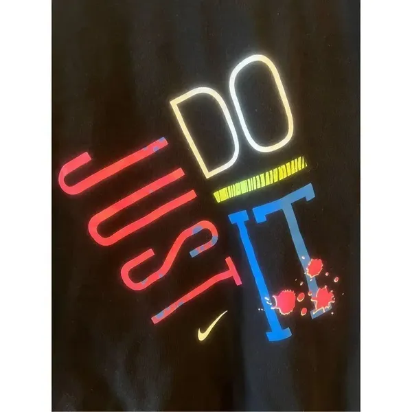 NIKE JUST DO IT Sweatshirt VINTAGE Women’s XS Black Day Glow Logo RARE (1154) - Image 2