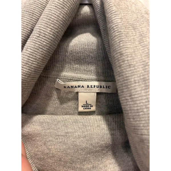 Banana Republic Womens Silk Cashmere Blend Cowl Neck‎ Sweater Heather Gray Large - Image 2