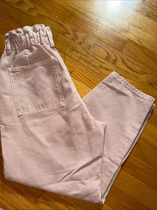Zara Pale Pink Drawstring Paperbag Waist Chinos - Image 10