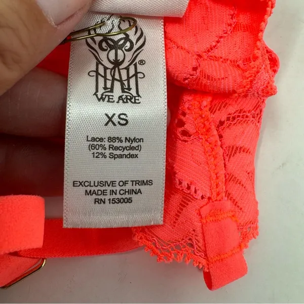 We Are HAH Chi‎ Bralette Fried Salmon Pink Floral Lace Sheer Adjustable XS NEW - Image 11
