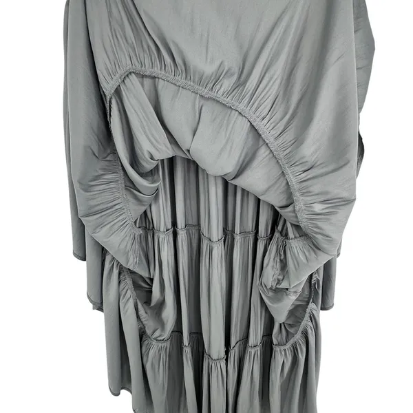 Tahari Tiered Maxi Skirt Metallic Silver Elastic Waist Y3K‎ Boho Chic Clean Girl - Image 4