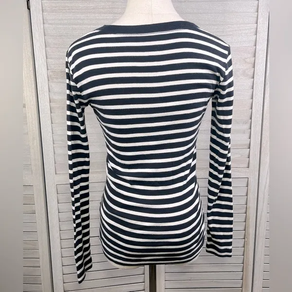 GAP The Bowery Super Soft Long Sleeve Tee Navy/White Stripes-XS - Image 2