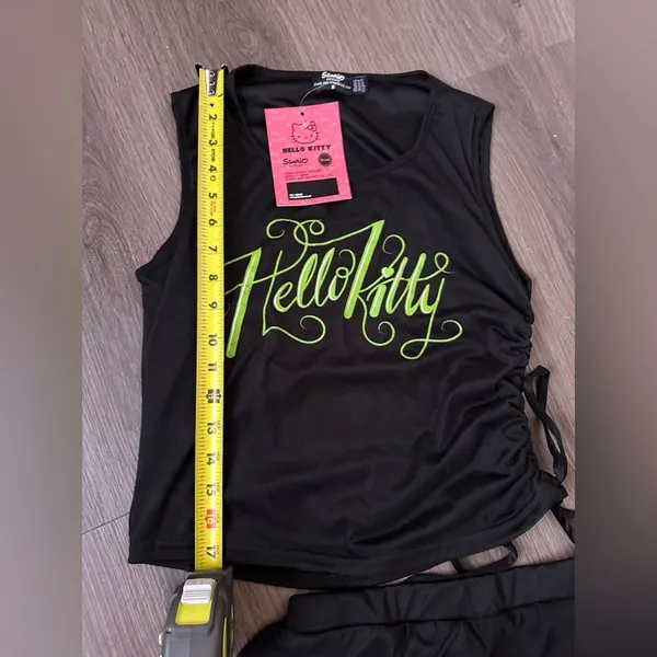 Dolls Kill Hello Kitty Neon Lime Ruched Set - Top & Shorts - Image 5