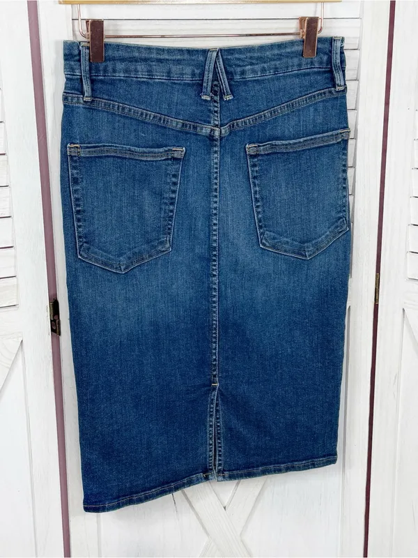 Good American Stretch Denim Pencil Skirt Blue Size 10 30 Knee Length Classic - Image 3