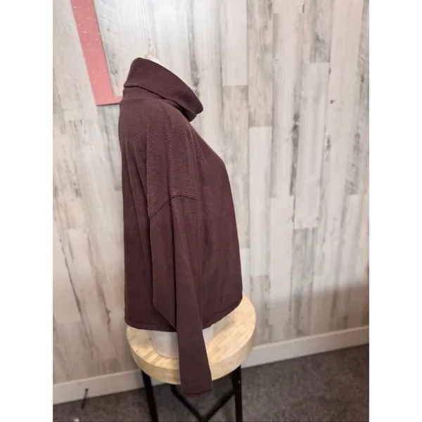 Aerie Plum Maroon Sherpa Fleece Cowl Neck Pullover Women’s XL - Image 2
