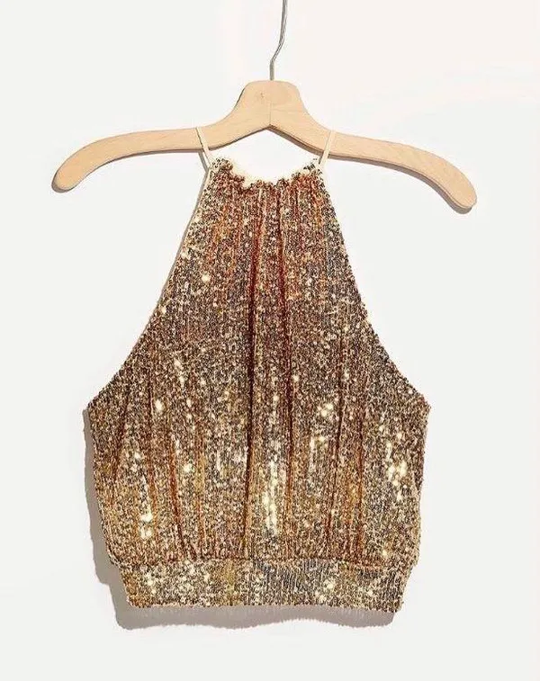 Free People Sequins Cropped Top - Image 2