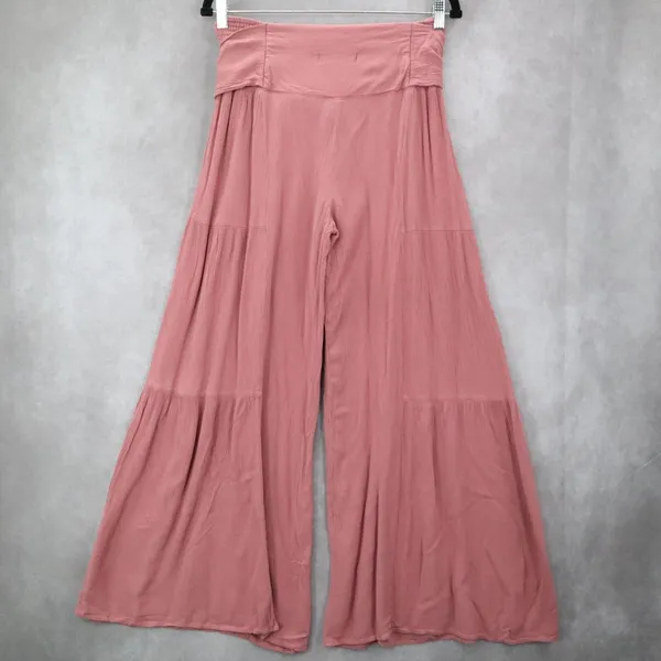 Rewash Pink Boho Wide Leg‎ Palazzo Pants Flowy High Waist Tie Front M Medium - Image 3