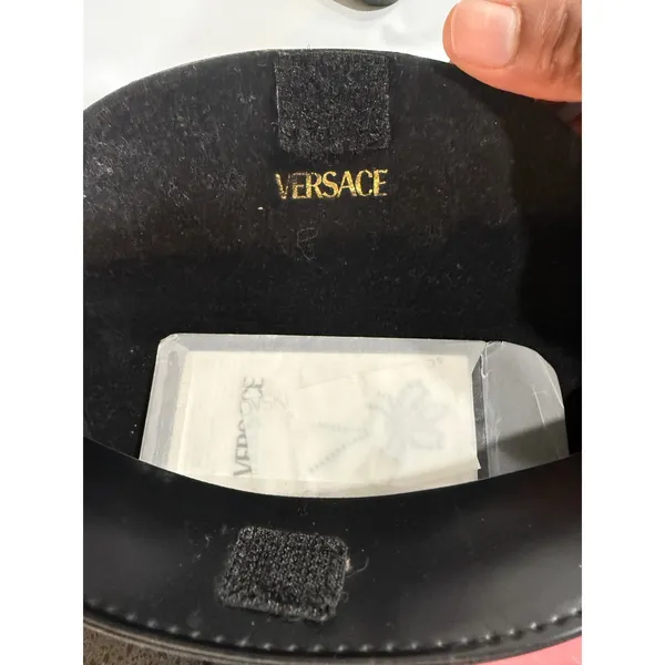 Versace Black‎ Medusa Embossed Sunglasses Case Semi Circle Hook and Loop Closure - Image 6