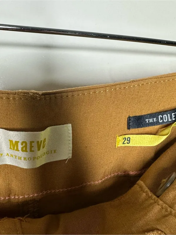 Maeve Anthropologie The Colette Linen Blend Cropped Wide Leg Pants Mustard 29 - Image 8