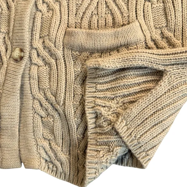 Croft Barrow Wool Blend Cardigan Women XL Cable Knit Beige Button Front Vintage - Image 5