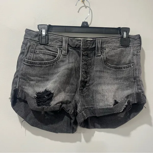 Free People We the Free Jean Shorts Button‎ Fly Distressed Women's Size 2… - Image 2