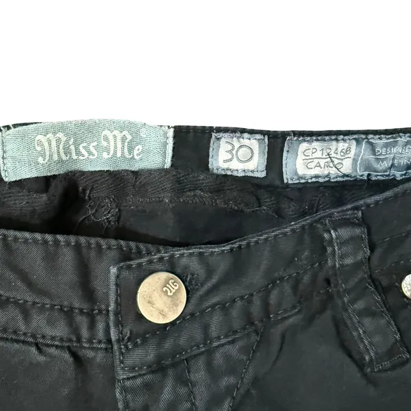 Miss Me Black Rhinestone Low Rise Skinny Cargo CP12468 Pants Jeans size 30 - Image 2