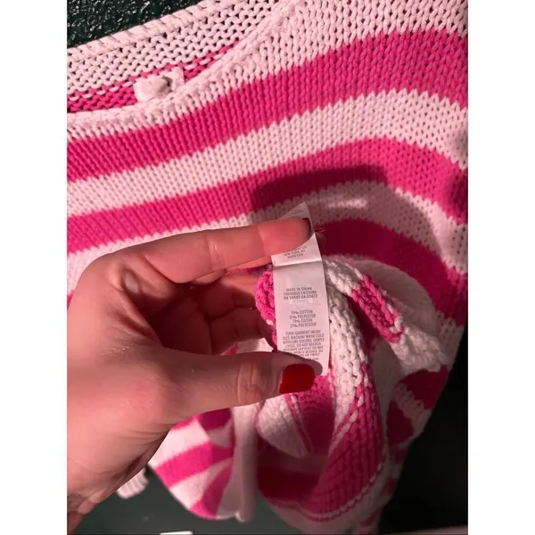 Aerie Pink and White Striped Sweater Size Medium - Image 3