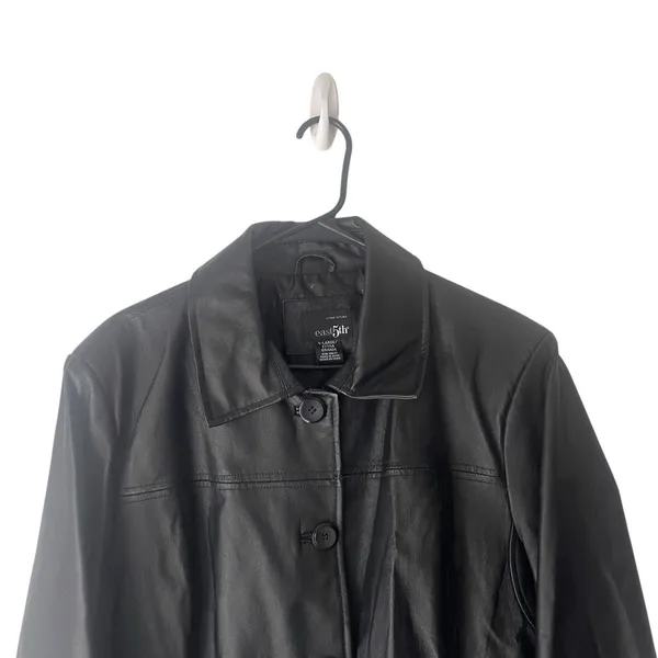 East 5th‎ Womens Black Genuine Leather Button Front Coat Jacket XL XLARGE - Image 2