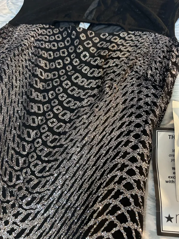 Jump Apparel Black Gold Metallic Art Deco Mesh Dress Juniors 1/2 NWT - Image 8