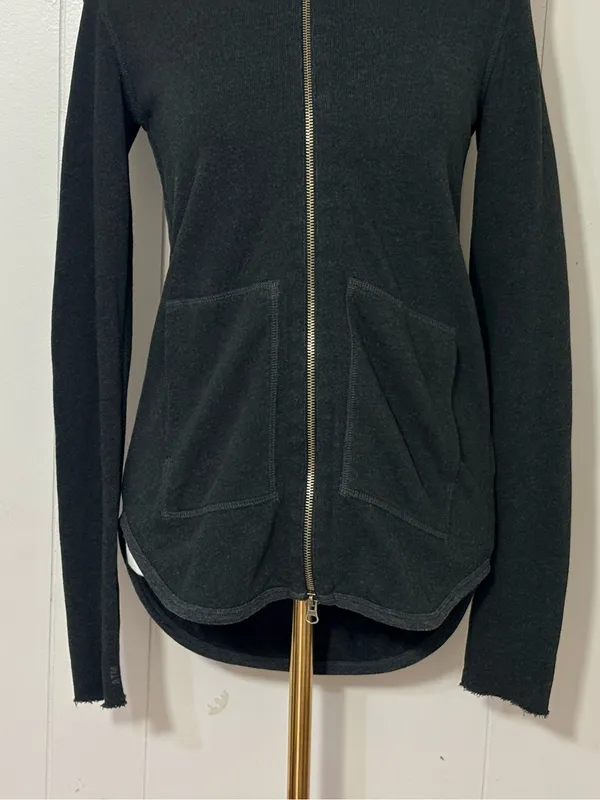 ATM Anthony Thomas Melillo French Terry Zip Front Hoodie Charcoal Heather S - Image 4