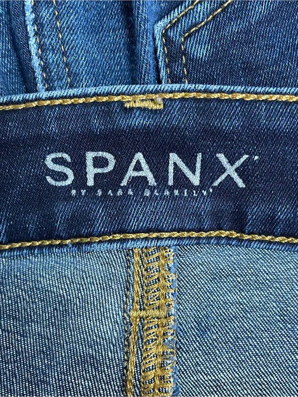 Spanx 5 Pocket High Rise Straight Jeans Size 29 Dark Wash Stretch Denim Blue - Image 7