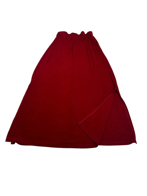 Cherry Red Maxi Skirt Slinky Stretch Low Rise 90s Goth Vamp Grunge Coquette - Image 4