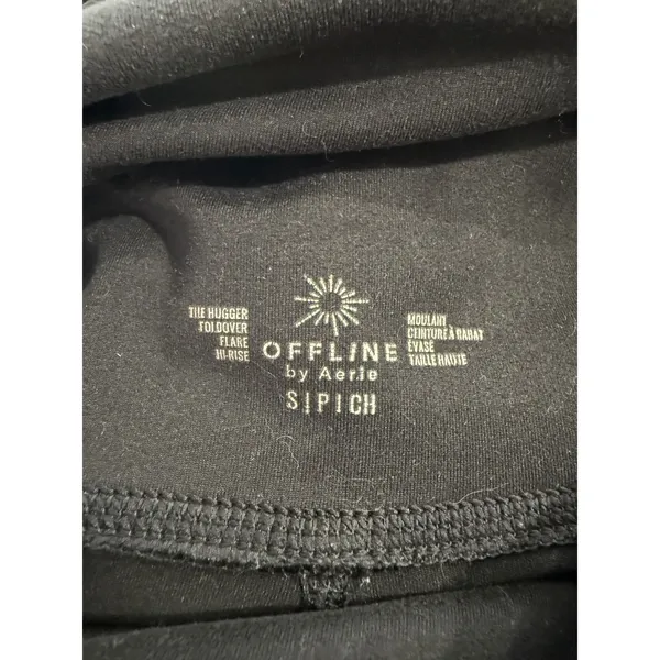 OFFLINE by Aerie The Hugger Foldover Flare Leggings Black High Rise Pockets S - Image 4