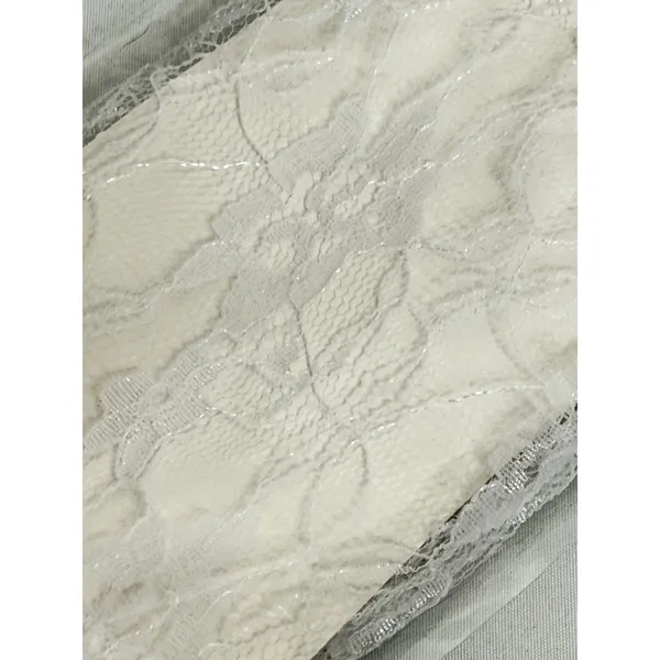 White Lace‎ Gloves Sz OS Floral Sheer Ruffle Bridal Wedding Formal - Image 2