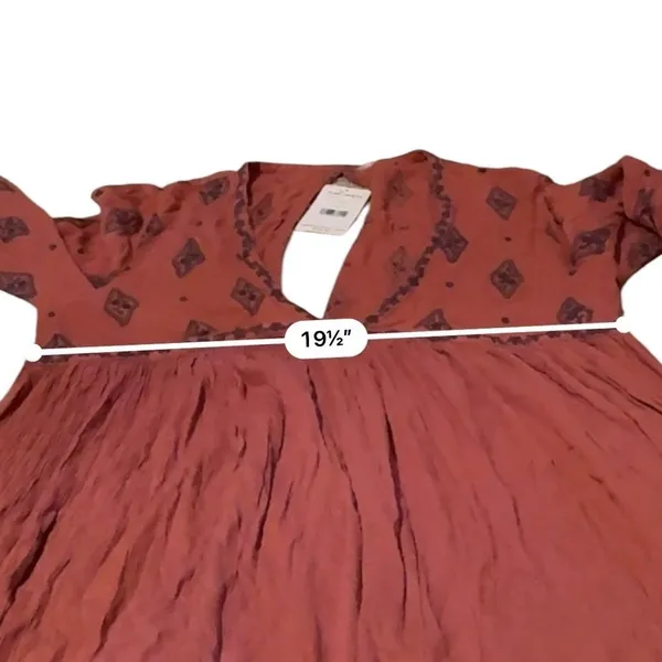 Free‎ People Tunic Womens S Red Embroidered Babydoll V Neck Boho NWT Flawed - Image 13