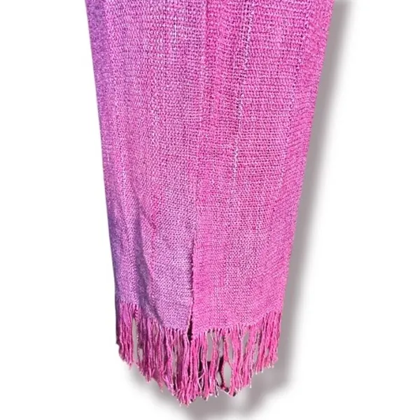 Handmade Vintage Pink Purple Tweed Fringe Skirt‎ Boho Statement Preppy Woven Statement - Image 4