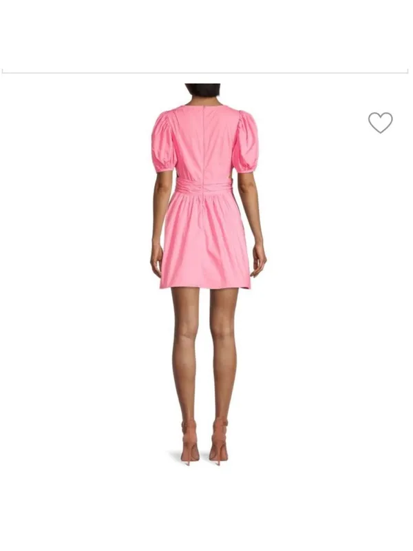 French Connection Rhodes Poplin Vneck Mini Dress Morning Glory Pink Sz 2 - Image 12