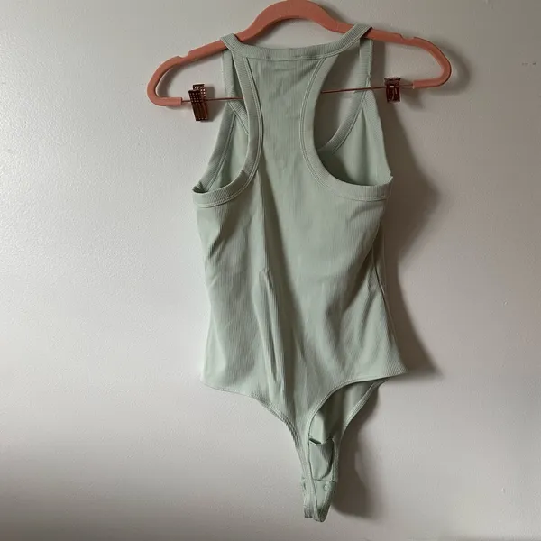 Aritzia pastel green ribbed halter bodysuit - Image 2