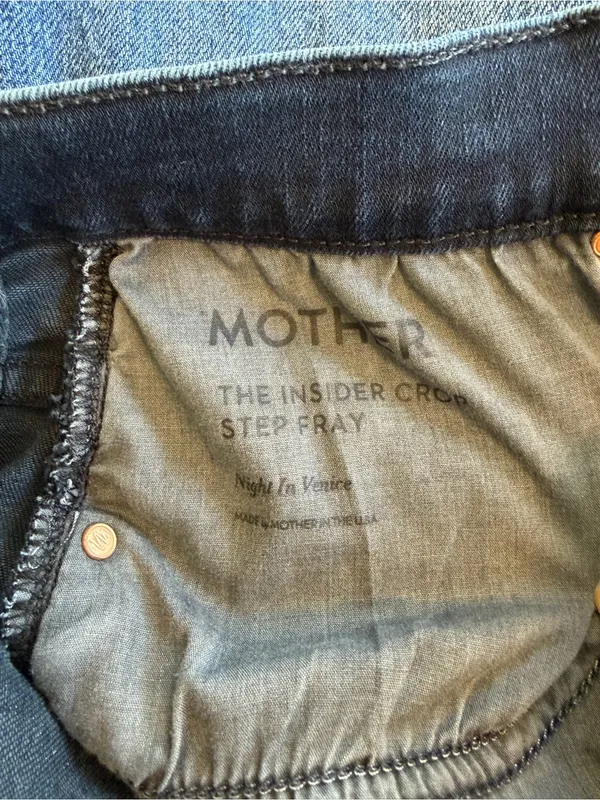 Mother The Insider Crop Step Fray Jeans Night In Venice Dark Wash Size 32 - Image 7
