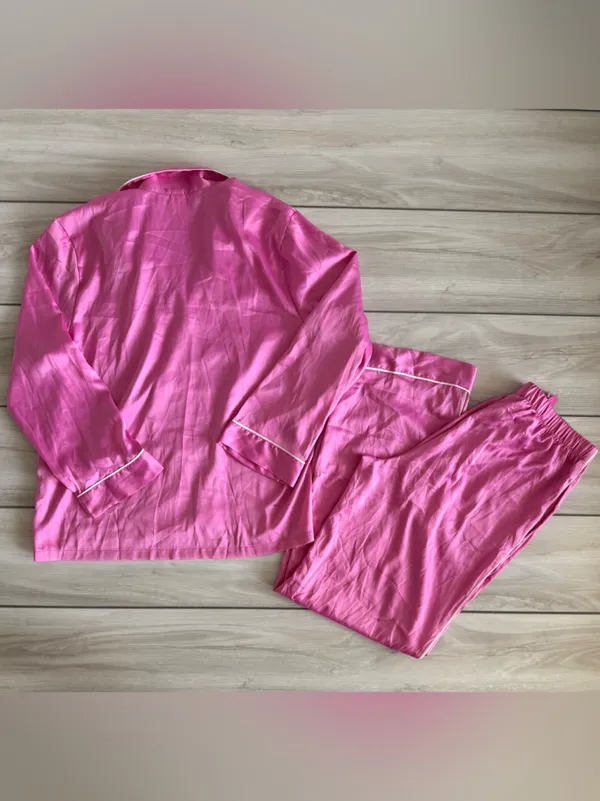 Victoria’s Secret Signature Satin Shine Long Pajama Set Pink Small NWT - Image 5