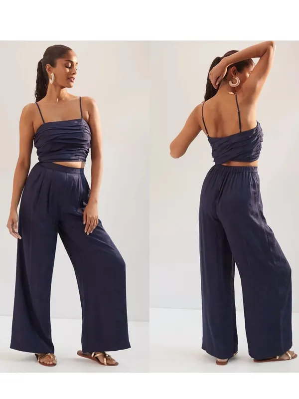 Anthropologie Floral Jacquard Wide Leg Pants & Cropped Tank Top Set‎ NEW Size 12 - Image 2