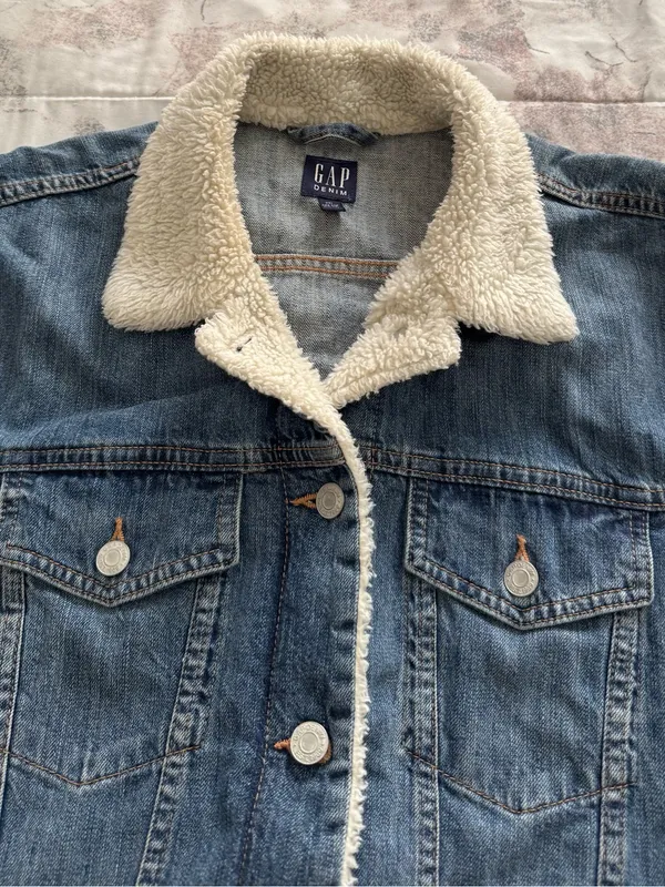 GAP Icon Light Blue Sherpa-Trim Denim Jacket, size 2XL plus outdoor casual - Image 15