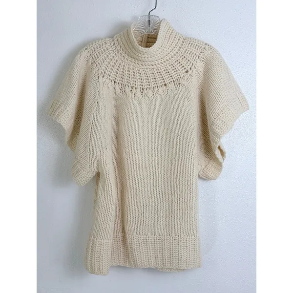 Sundance Cream Lambswool Blend Chunky Knit Dolman Sweater Size M - Image 2