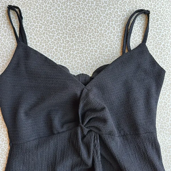 Bershka Black Spaghetti Strap Open Back Dress - Image 4