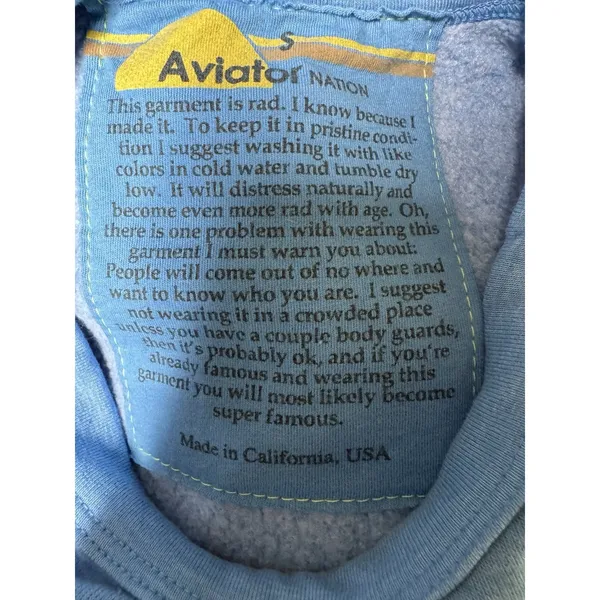 Aviator Nation 5 STRIPE CREW OCEAN BLUE NEON SWEATSHIRT SIZE SMALL‎ - Image 9