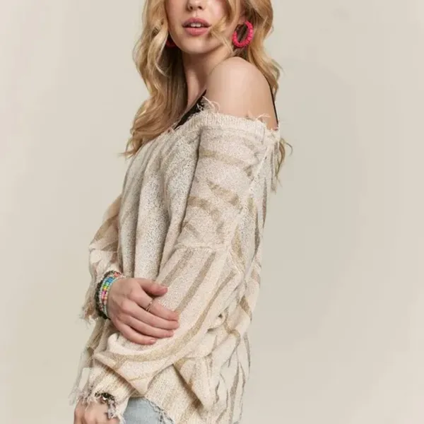 ✨NWT ADORA Frayed Zebra Knit‎ Top Size L - Image 2